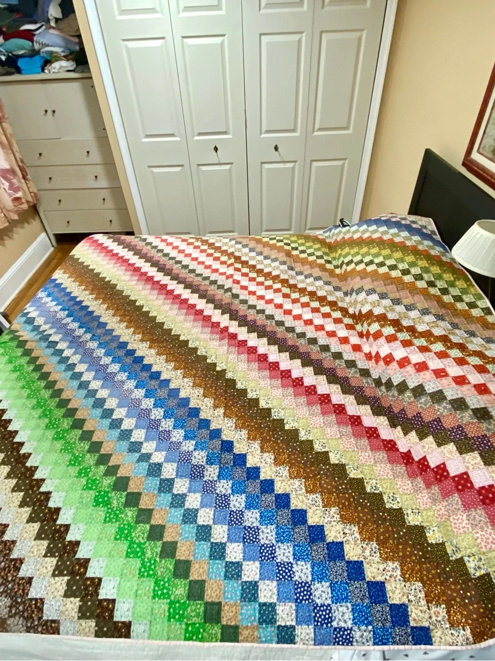 Handmade Multicolor Patchwork Quilt - sunshine and shadows ditsy floral